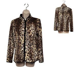aDRESSing WOMAN Leopard Cheetah Animal Print Full Zip Shimmer Jacket Size M